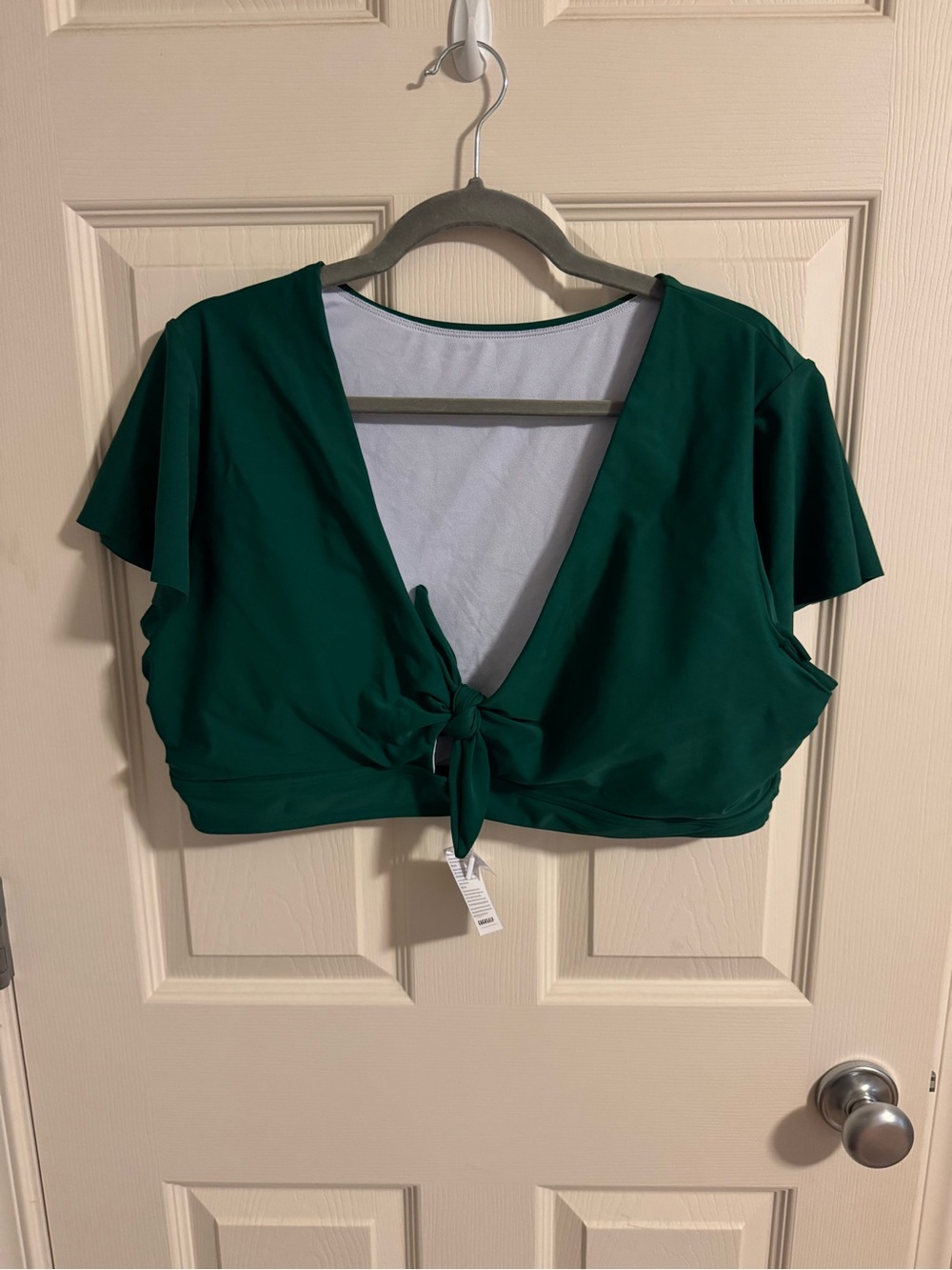 COCOSHIP Emerald Green Tie-Front Top and High Waisted Bottoms Swimsuit